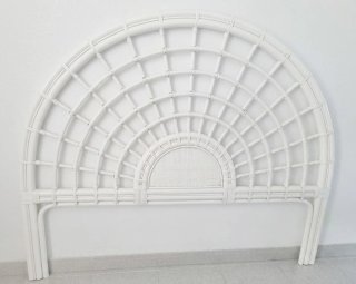 Cabecero de mimbre blanco abanico