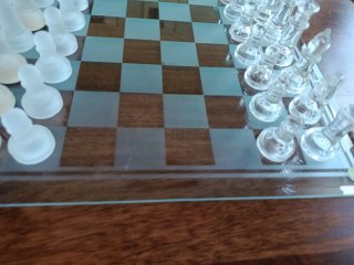 Tablero de ajedrez de cristal decorativo