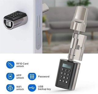 Cerradura electrónica para puerta con código.