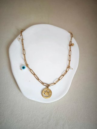 Collar Sonrisa Acero Inoxidable Dorado