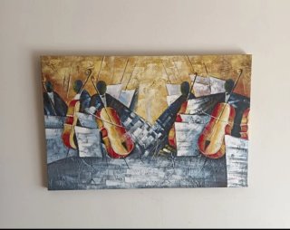 Cuadro abstracto músicos y violines.