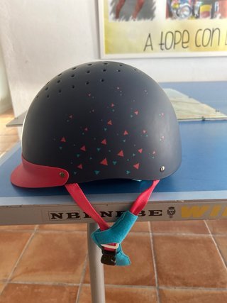 Casco equitación niña rosa y negro talla M
