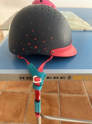 Casco equitación niña rosa y negro talla M