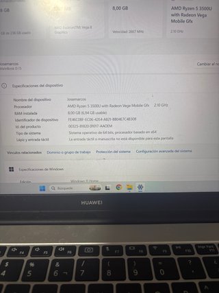 Portátil Huawei Matebook Gris/Plata D15waq9r