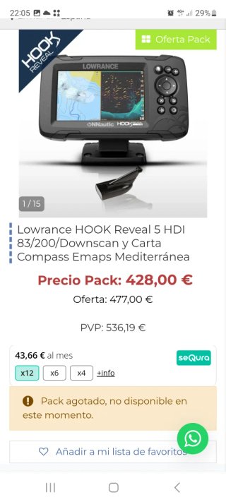 Sonda Lowrance Hook Reveal 5 HDI carpfishing