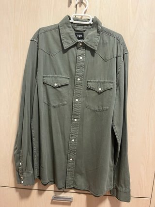 Camisa Zara Hombre Verde Caqui Talla L