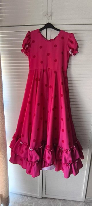 Traje de flamenca niña lunares rosa