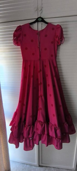 Traje de flamenca niña lunares rosa