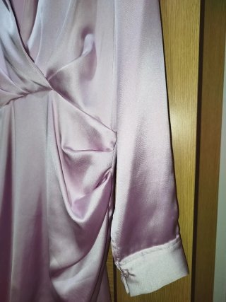 Vestido Zara Satén Rosa Talla L