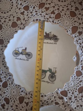 Set 6 Platos Porcelana Coches Antiguos