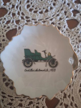 Set 6 Platos Porcelana Coches Antiguos