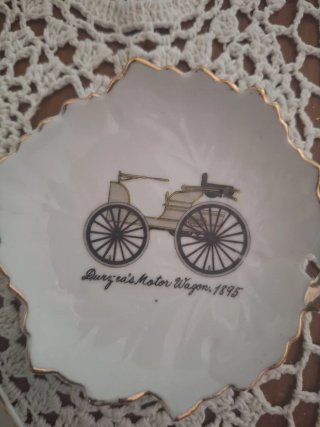 Set 6 Platos Porcelana Coches Antiguos