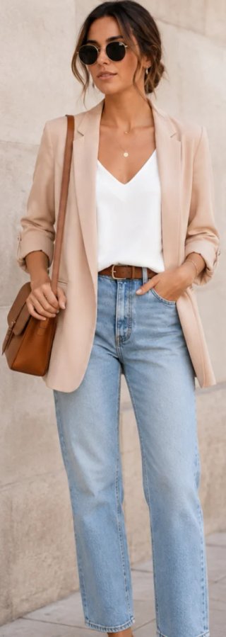 Blazer Bershka Beige/Rosa Palo Talla XS