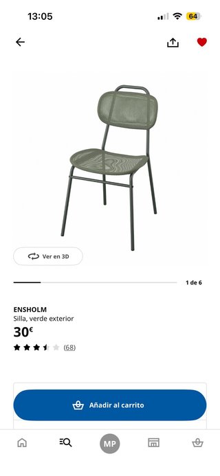 Silla IKEA ENSHOLM verde NEGOCIABLE