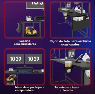 Scrivania da Gaming Angolare con Scaffali