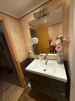 Conjunto de baño , lavabo y mueble .