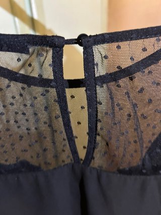 Camicia Kiabi nera con velatura pois