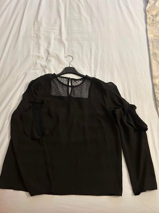 Camicia Kiabi nera con velatura pois