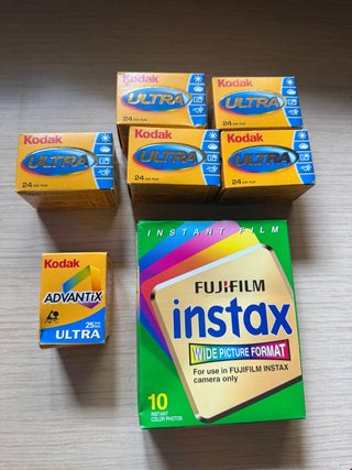Lote 7 carretes Kodak Ultra + Fujifilm Instax Wide