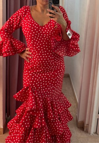 Vestido Flamenco Rojo Lunares