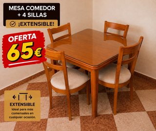 Mesa comedor extensible + 4 sillas