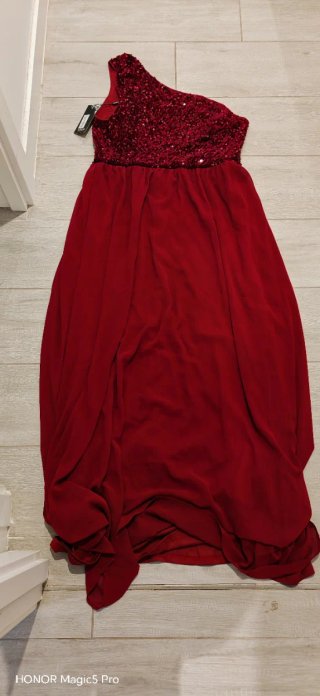 Vestido fiesta burdeos lentejuelas talla 46