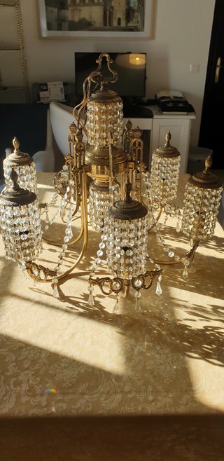 Lámpara de bronce y cristal de roca