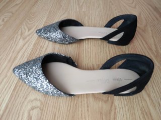 Zapatos planos negros con purpurina