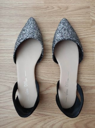 Zapatos planos negros con purpurina
