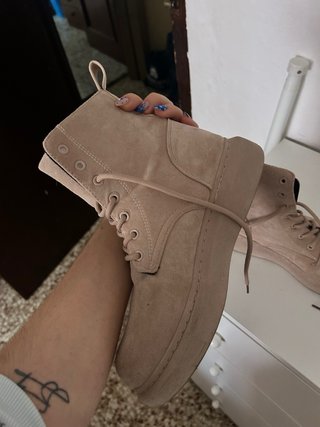 Botas Militares Beige Ante Sintético Plataforma