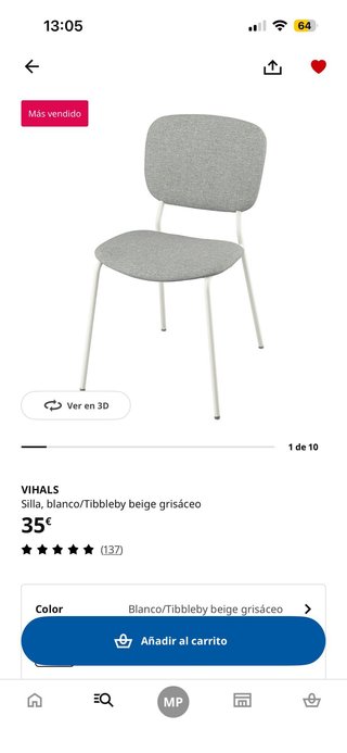 Silla IKEA VIHALS Tibbleby gris NEGOCIABLE