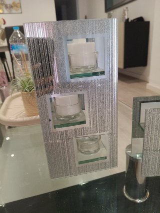 Portavelas decorativo plateado