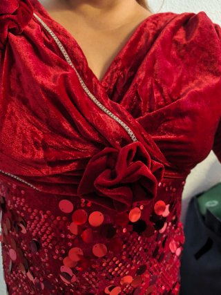 Vestido africano rojo pasión lentejuelas