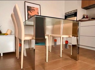 Mesa Comedor Cristal y Metal