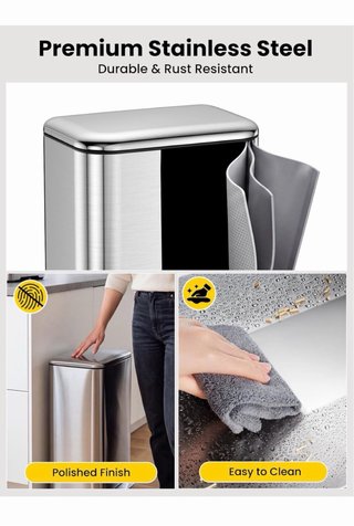 Cubo Basura Cocina YEAUPE PRO 26L Acero