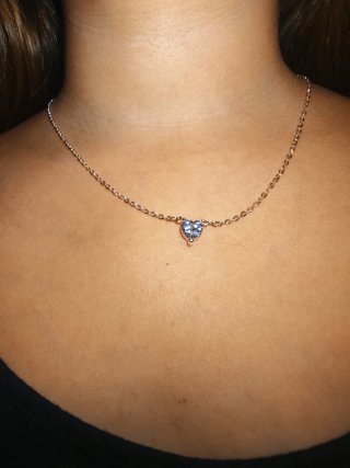 Collar corazón con diamante rosa y plata