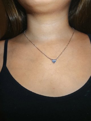 Collar corazón con diamante rosa y plata