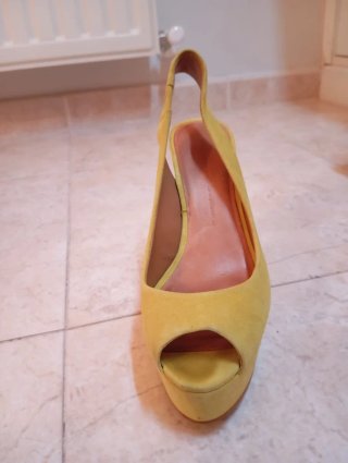 Zapatos de tacón amarillos Peep Toe Talla 38