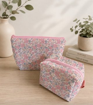 Conjunto de neceser mini box y triangular floral