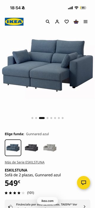 Sofá IKEA ESKILSTUNA 2 plazas Gunnared azul