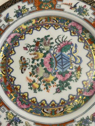 Plato decorativo porcelana oro multicolor
