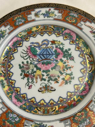 Plato decorativo porcelana oro multicolor