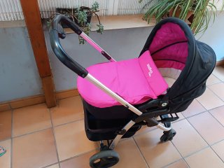 Carrito Bebé 3 Piezas Rosa/Negro Asalvo