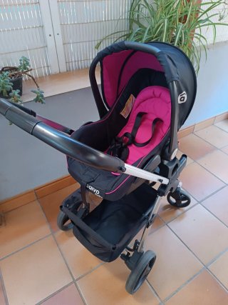 Carrito Bebé 3 Piezas Rosa/Negro Asalvo