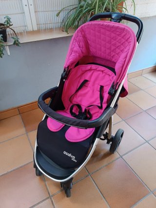 Carrito Bebé 3 Piezas Rosa/Negro Asalvo
