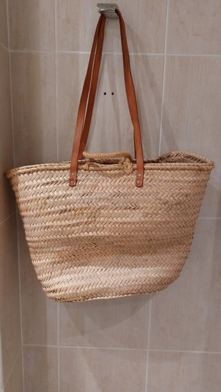 Bolso Capazo Grande Playa Mimbre Cuero