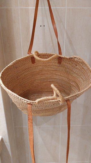 Bolso Capazo Grande Playa Mimbre Cuero