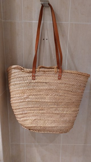 Bolso Capazo Grande Playa Mimbre Cuero
