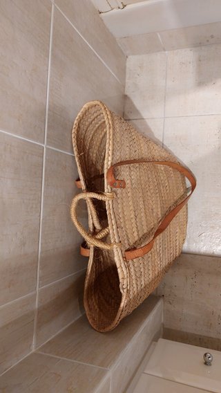 Bolso Capazo Grande Playa Mimbre Cuero