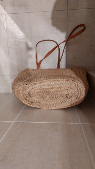 Bolso Capazo Grande Playa Mimbre Cuero